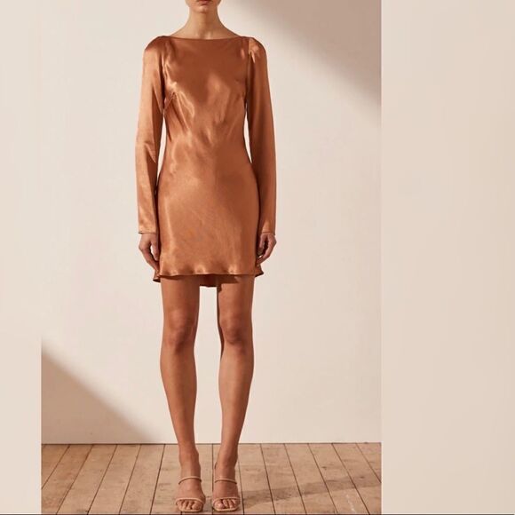 Free People - Shona Joy - LA LUNE LONG SLEEVE BACKLESS MINI DRESS - Picture 4 of 8